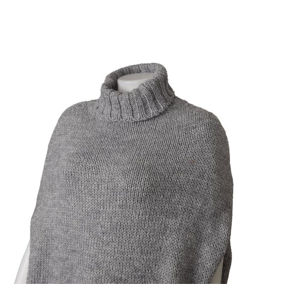 Zara Knit Turtleneck Poncho Sweater Cozy Wool Blend Size Medium - Picture 2 of 5